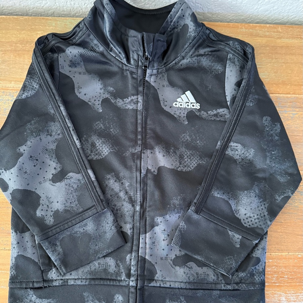 Adidas Gray and Black Camouflage Zip Up Hoodie 18-Months